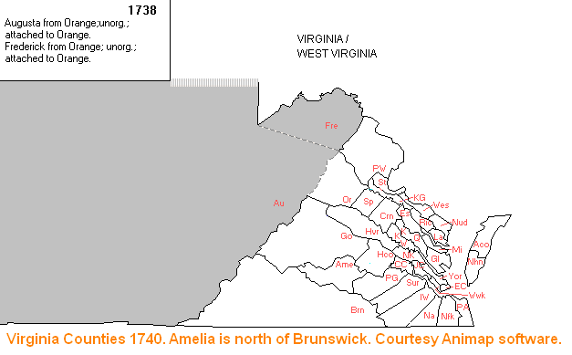 Virginia Counties 1740